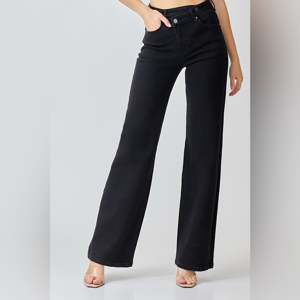 High-Rise Black Wide-Leg Jeans for Women